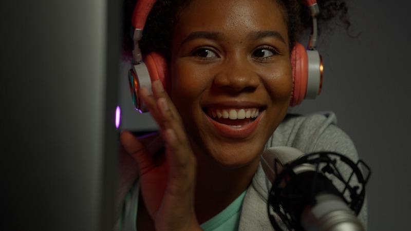 Woman broadcasting live