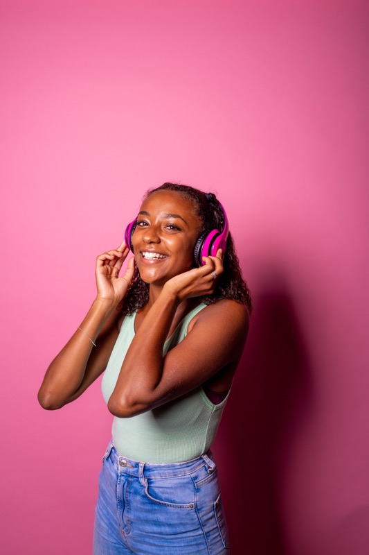 Young woman enjoying music